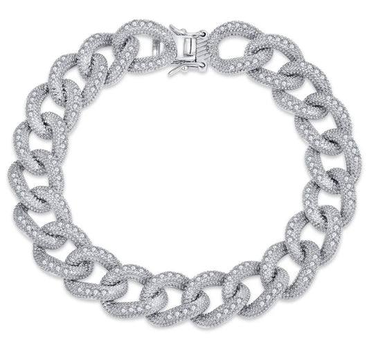 Bracelet Luxe Grands et Gros Maillons en Argent Massif