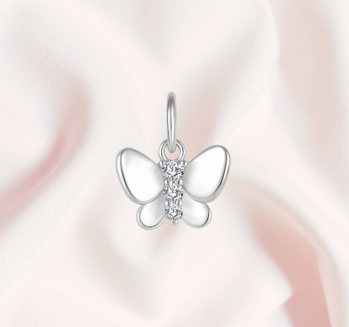 Pendentif Papillon en Argent et Oxydes de Zirconium