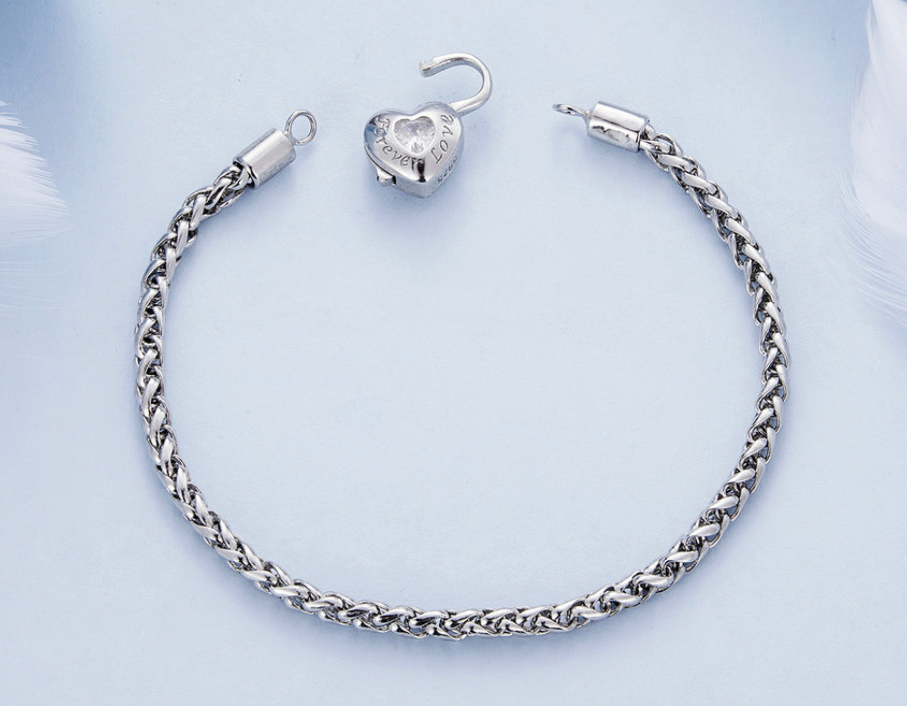 Bracelet pour Charms Coeur en Argent