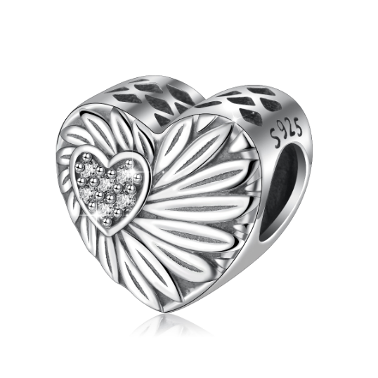 Charm Coeur Argent et oxydes de zirconium