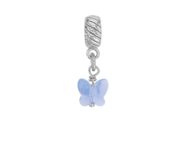 Pampille ou Charm Papillon en Argent et Cristal blanc